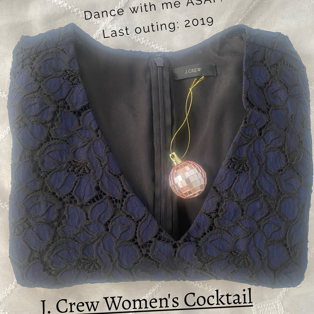 J. Crew Lace Cocktail Dress in Black/Navy Blue